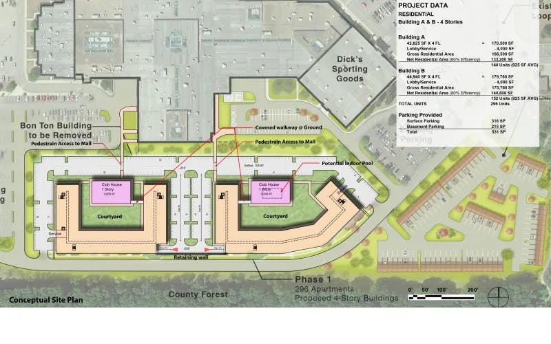 Wilton Mall apartments construction plan